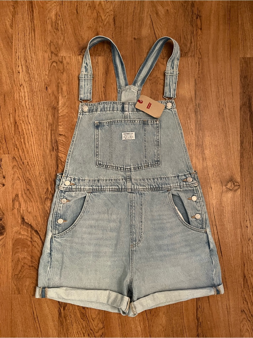 NWT Levi’s Vintage Cuffed Overall Shorts - Picture 5 of 13